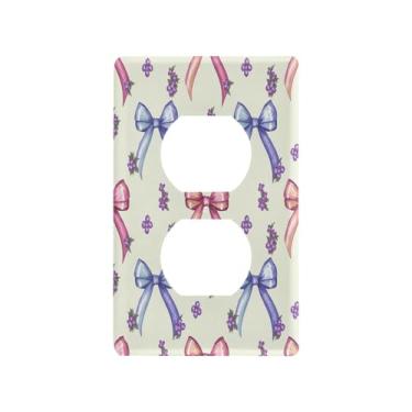 Imagem de Wassud Placa decorativa para interruptores de luz com arcos e flores, placa de parede para tomadas elétricas duplex 11 x 7 cm