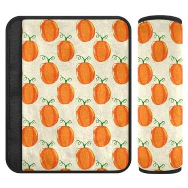 Imagem de Burbuja Capa para cinto de segurança de carro Halloween Pumpkins Protetor de cinto de segurança de carro macio confortável para alça de ombro de assento, 1 par pequeno