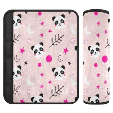 Imagem de Burbuja Capa para cinto de segurança de carro com cara de panda fofa, protetor de cinto de segurança macio para alça de ombro de assento, 1 par médio