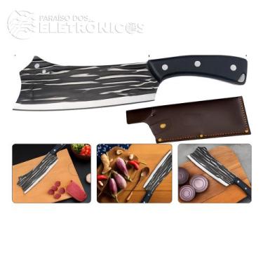 Imagem de Cutelo Profissional Aço Inoxidável 37cm com Bainha de Couro  SLKLAF115