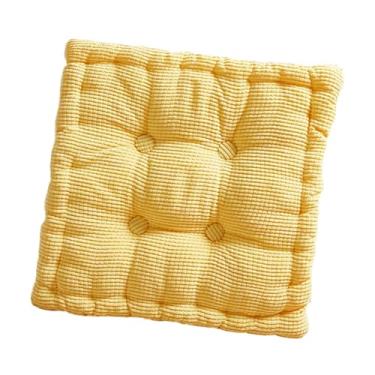 Imagem de Bothyi Almofada de assento em formato de biscoito, tapete macio e confortável, almofada de chão quadrada e fofa em formato de biscoito para, sofá ou, Amarelo