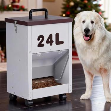 Imagem de Alimentador automático para cães de raças grandes, 13,6 kg, alimentador automático de alimentos para cães grandes, galvanizado de metal (13,6 kg)