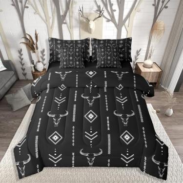 Imagem de Jogo de cama com edredom asteca, boêmio, boêmio, rústico, ocidental, Queen, tribal, exótico, roxo, para adultos, geométrico, étnico americano, nativo