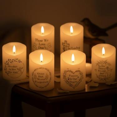 Imagem de Copkim 6 peças velas de memorial sem chama para a perda de um ente querido, presentes memoriais, velas de simpatia para falecer, presentes de simpatia de luto, operados por bateria para orações