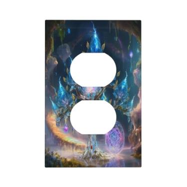 Imagem de Capa de interruptor de luz estilo de arte decorativa, padrão de árvore mágica, placa decorativa de tomada basculante de 1 gangue, compatível com GFCI, capa protetora de interruptor elétrico para