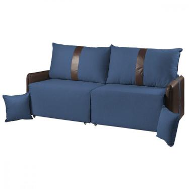 Imagem de Sofá Para Sala Reclinavel Estofado Doux 200cm Veludo Azul