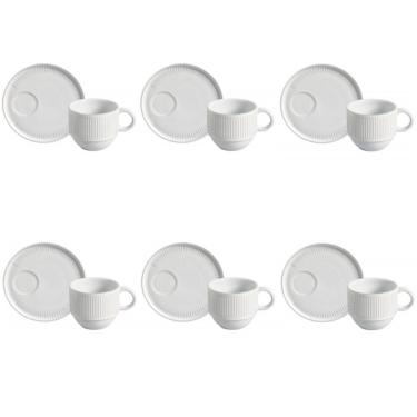 Imagem de Conjunto De Xícara De Chá Empilhável Com Pires 06 Peças Linhas New White Porto Brasil