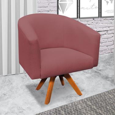 Imagem de Poltrona Decorativa Giratória MM30 Kit 2 Stella Linho Whisky Rosê D03 - D'Rossi