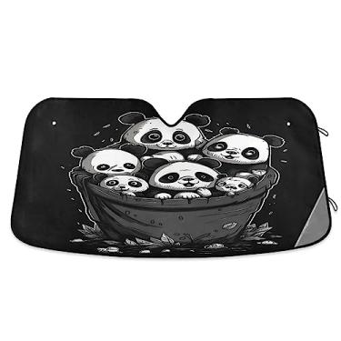 Imagem de Um monte de persianas pandas pretas e brancas para para-brisa, bloqueador solar de janela, para caminhão, carro, SUV, acessórios de resfriamento de carro