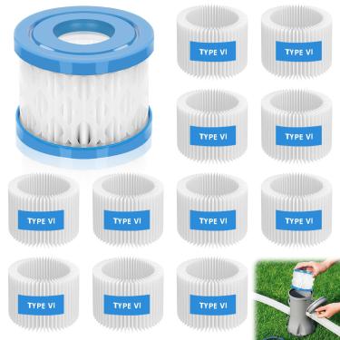 Imagem de RGJ Cartucho de filtros de banheira de hidromassagem tipo VI, pacote com 12 filtros de spa filtro de bomba de piscina para banheira de hidromassagem de spa, filtragem eficiente e manter a água limpa