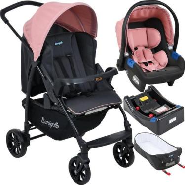 Imagem de Carrinho com Bebe Conforto Base Ninho Burigotto Ecco CZ Rosa
