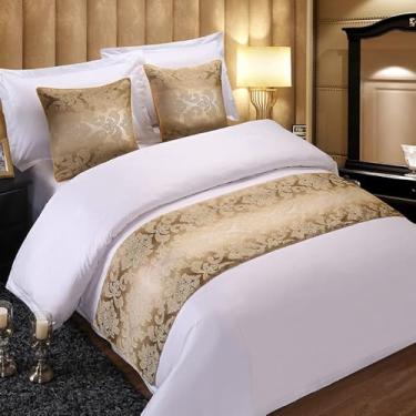 Imagem de HSTANGKY Lenço de cama de hotel qualidade moderna decoração de cama fácil de cuidar, lavável, colchas, proteção, quarto, sem desbotamento, toalha de cama para solteiro, Queen King, tamanho dourado1||