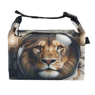Imagem de TSENQUE Lancheira personalizada de astronauta tigre animal engraçado para mulheres adultas lancheira isolada portátil personalizada lancheira para trabalho