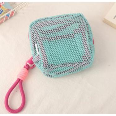 Imagem de Bolsa de malha de tofu nova bolsa de armazenamento portátil bolsa compacta para cosméticos mini bolsa quadrada portátil, Verde