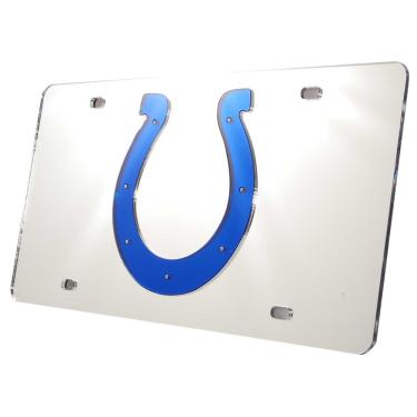 Imagem de Placa de licença Rico Industries NFL incrustada a laser de metal, prata, Indianapolis Colts, One Size