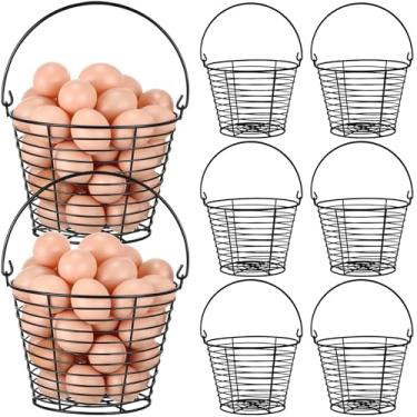 Imagem de Tandefio 8 peças de cesta de ovos de 20 cm para armazenamento, coleta, transporte e transporte de ovos de galinha e pato, cesta de armazenamento de arame de grau agrícola