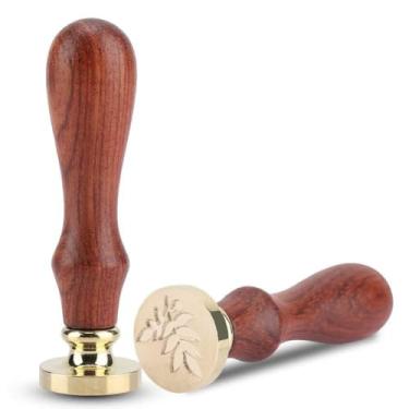 Imagem de GLOGLOW Carimbo de Cera de Vedação de Madeira retrô Adesivo Com Cabeça de Latão Removível, Cabo de Madeira Premium, Design Clássico para Convites de Casamento, Cartões e Envelopes, 9 Cm X 2,5 Cm