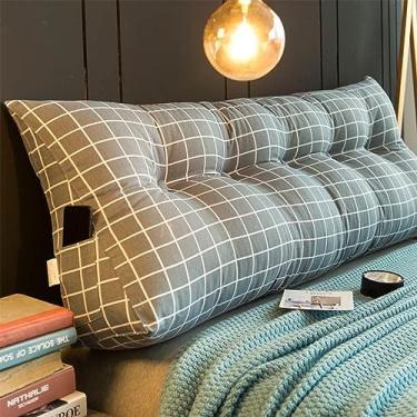 Imagem de BAGASI Almofada grande de leitura, almofada de cabeceira de veludo, encosto triangular, descanso de cama, cama, beliche e dormitório, suporte traseiro com capa removível, G, 100 x 50 x 20 cm