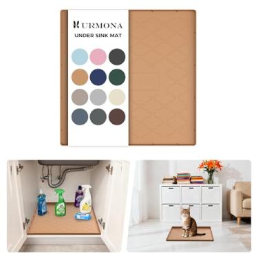Imagem de URMONA Tapete embaixo da pia para cozinha, impermeável, 48 cm x 48 cm, tapete de silicone sob a pia para organizador de prateleiras, protetor de pia de armário, forro embaixo da pia para cozinha