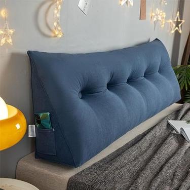 Imagem de BAGASI Travesseiro grande de leitura, almofada de cabeceira de veludo, encosto triangular, descanso de cama, cama, beliche, dormitório, almofada de apoio para as costas com capa removível, I, 60 x 50