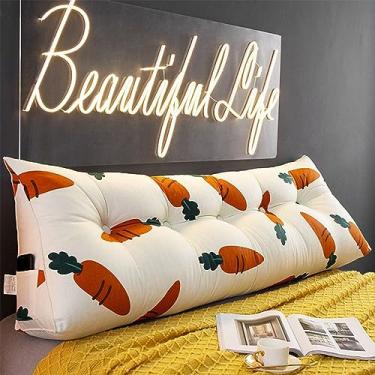 Imagem de BAGASI Almofada grande de leitura, almofada de cabeceira de veludo, encosto triangular, descanso de cama, cama, beliche, dormitório, suporte para as costas com capa removível, E, 100 x 50 x 20 cm