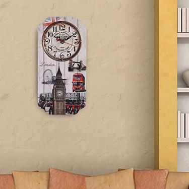 Imagem de GLOGLOW Relógio Relógio de Parede Retangular retrô Europeu, Material MDF, Ponteiro Silencioso e Preciso, Perfeito para Decoração de Sala de Estar e Bar Decoração Diária