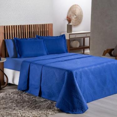 Imagem de Colcha Cobre Leito Cama Solteiro Casal(Azul Royal,Casal)