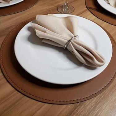 Imagem de Jogo Americano Souplat Redondo Caramelo Dupla Face 6 Peças – Jogo Americano Mesa de Jantar Decorativo em Courino (CARAMELO/PRETO,JOGO COM 10 PEÇAS)