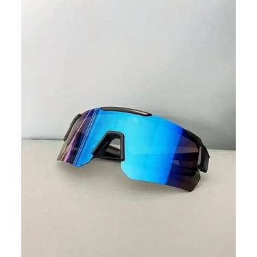 Imagem de Óculos de Ciclismo à Prova de Vento Areia Óculos de Sol Unissex ao Ar Livre Montanhismo Estrada Mountain Bike Bicicleta UV400 (Azul com Hastes Pretas)