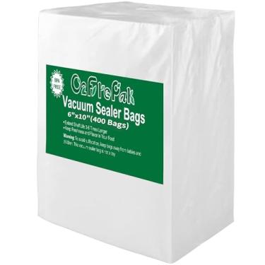 Imagem de O2frepak Sacos seladores a vácuo com 400 unidades de 15 x 25 cm, sem BPA e prevenção de perfurações, sacos de congelador com vedação a vácuo, ótimos para sacos pré-cortados com selante a vácuo Sous