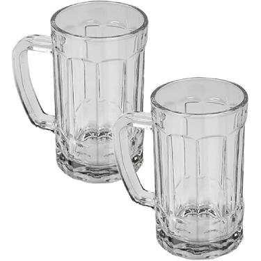 Imagem de Conjunto 2 Canecas de Chopp de Vidro 430ml Clássica com Alça Reforçada para Cerveja I Propria para Festas e Reveillon
