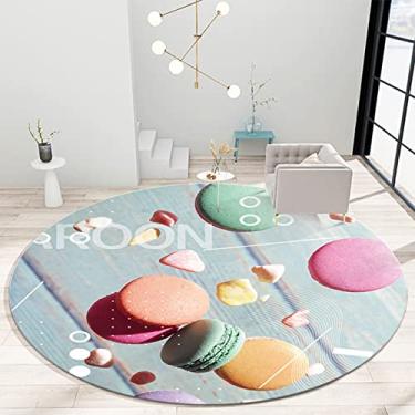 Imagem de Tapete redondo, tapete de área de poliéster macio antiderrapante tapete redondo lavável tapetes internos para sala de estar, quarto, decoração de casa, F, diâmetro 200 cm