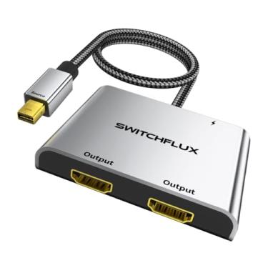 Imagem de SWITCHFLUX Adaptador Mini DisplayPort para HDMI duplo | Divisor HDMI 4K @ 60Hz Display estendido para Windows [compatível com Thunderbolt1/2] para MacBook Pro/Air, iMac, Mac mini, Surface Pro