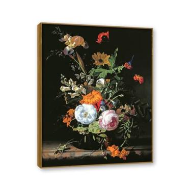 Imagem de Moldura de teca. Arte de parede em tela de especiarias coloridas e colher de tempero | Decoração de cozinha vintage | Arte moderna para casa e sala de jantar. B107. 30 x 40 cm - 11,8 x 15,7 pol