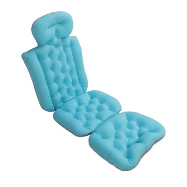Imagem de Generic Travesseiro de Banheira de Corpo Inteiro Adulto, Confortável, Antiderrapante, Lavável, para Banheira, Piscina, Fontes Termais, Malha Sanduíche Macia, Partículas de Poliestireno (Azul)
