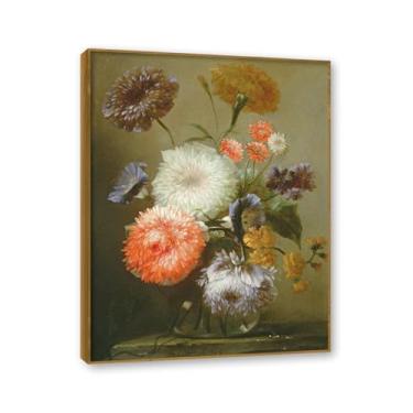 Imagem de Moldura de teca. Arte de parede em tela de especiarias coloridas e colher de tempero | Decoração de cozinha vintage | Arte moderna para casa e sala de jantar. B62. 80 x 105 cm - 31,5 x 41,3 pol