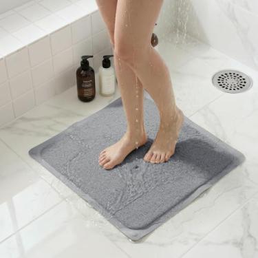 Imagem de Tapete de chuveiro antiderrapante atualizado, tapete de banheira antiderrapante com ventosas, tapetes de limpeza, fácil de limpar, secagem rápida, tapete de banho de bucha para banheira, chuveiro