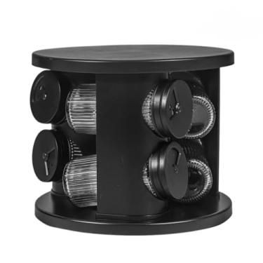 Imagem de Porta Tempero 6 Potes Vidro 85ml Cada Giratório Porta Condimento Cozinha Moderno para Feijoada e Churrasco Brasileiro(2 Unidades)