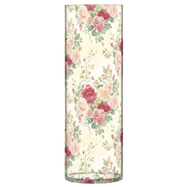 Imagem de CEBUGI Vaso de flores buquê de rosas 10 x 30 cm, vaso cilíndrico para flores, vaso transparente inquebrável para decoração de casa de festa de casamento