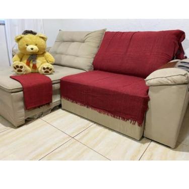 Imagem de Manta para Sofá Decorativa 2,10x1,20m em Algodão – Protetora para Sala 2 ou 3 Lugares(Vermelho Mesclado)
