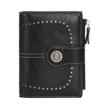 Imagem de Carteira Retro Anti-Furto RFID Para Mulheres Com Zíper, Fecho E Compar