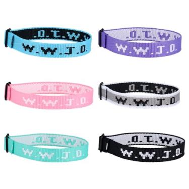 Imagem de Conjunto de 6 pulseiras WWJD, pulseiras cristãs ajustáveis, pulseiras WWJD, o que Jesus faria, joias religiosas, presente para homens e mulheres