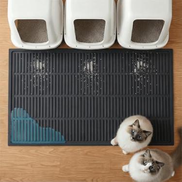 Imagem de PetNova Tapete de areia extra grande: Tapete de caixa de areia de silicone fácil de limpar - Tapete de areia impermeável para gatinhos Tapete de armadilha de areia para chão - Tapete anti-rastreamento