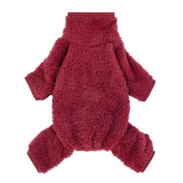 Imagem de Fitwarm Pijama de lã felpuda para cães, roupas de inverno para cães pequenos, meninas, meninos, macacão de veludo, macacão para animais de estimação, roupas para cães, marrom, PP