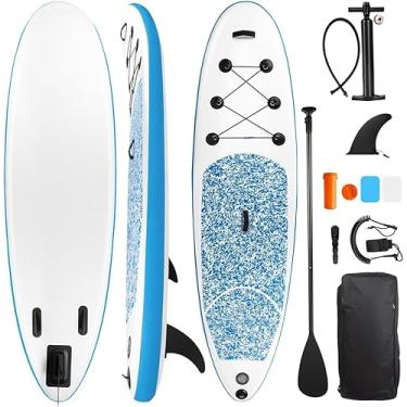Imagem de Stand Up Paddle, Prancha Stand Up Paddle Inflavel, Kit Prancha de Remo Inflável, com Acessórios, Bomba Manual, Trela, Nadadeiras, Prancha de Surf