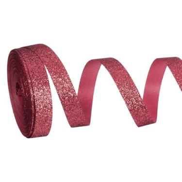 Imagem de PATIKIL Rolo de fita de glitter metálico, rolos de tecido de embrulho de presente de borda única para artesanato, buquê de casamento, festa de casamento, decoração de Natal, vinho