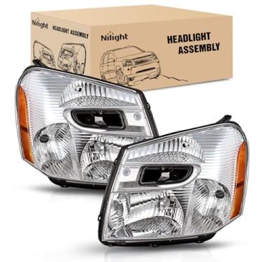 Imagem de Nilight Conjunto de farol compatível com Chevy Equinox SUV OE 2005 2006 2007 2008 2009 Faróis de substituição estilo original cromado refletor amarelo farol do passageiro e do motorista