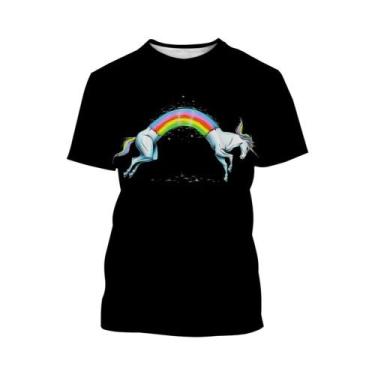Imagem de Camiseta Unissex De Verão Com Arte 3D De Unicórnio, Estilo Harajuku, C
