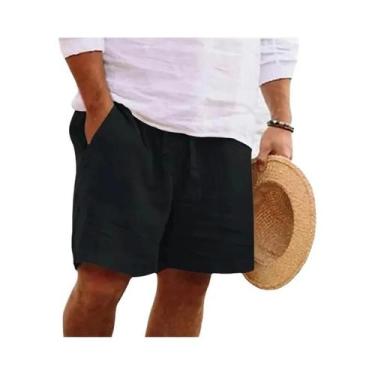 Imagem de Bermuda Masculina Leve E Respirável De Algodão Para Praia, Cor Sólida,