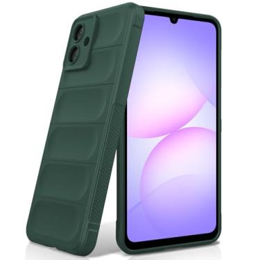 Imagem de BonYonka Capa de silicone para Samsung Galaxy A07, forro de microfibra antiarranhões, capa à prova de choque com proteção para câmera, verde